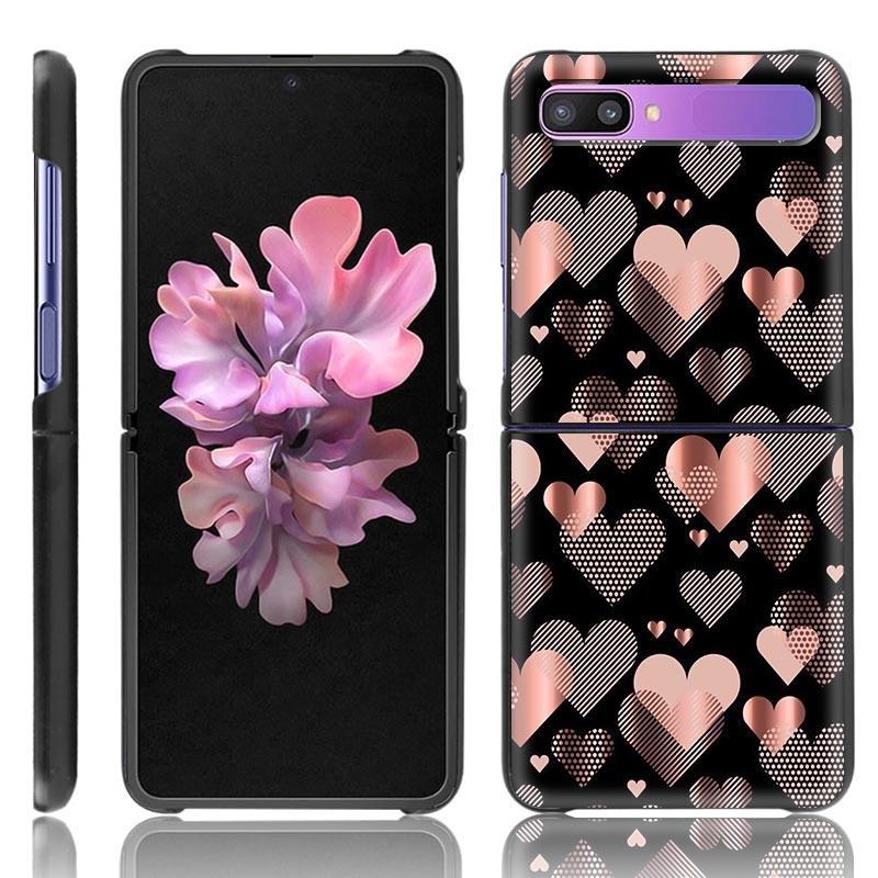 Schwarz Harte Telefon Fall Für Samsung Galaxy Z Flip 3 4 Abdeckung Für Zflip 5g Luxus Zurück Capa Dünne fundas Tasche Tier Nette Liebe Herz