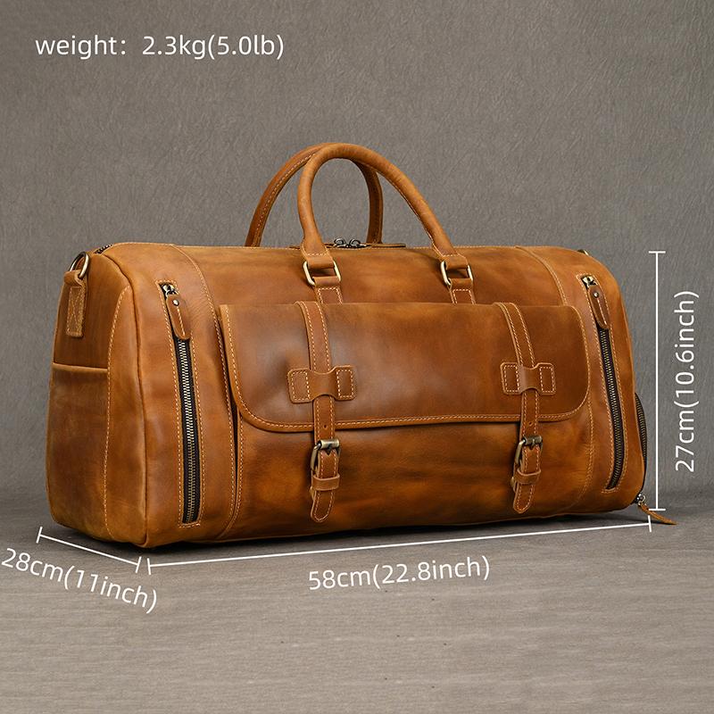 Vintage Fashion Handbags For Men Genuine Leather Travel Duffles Travelling Shoulder Bag Cowskin Hand Luggage Bags Large Duffle