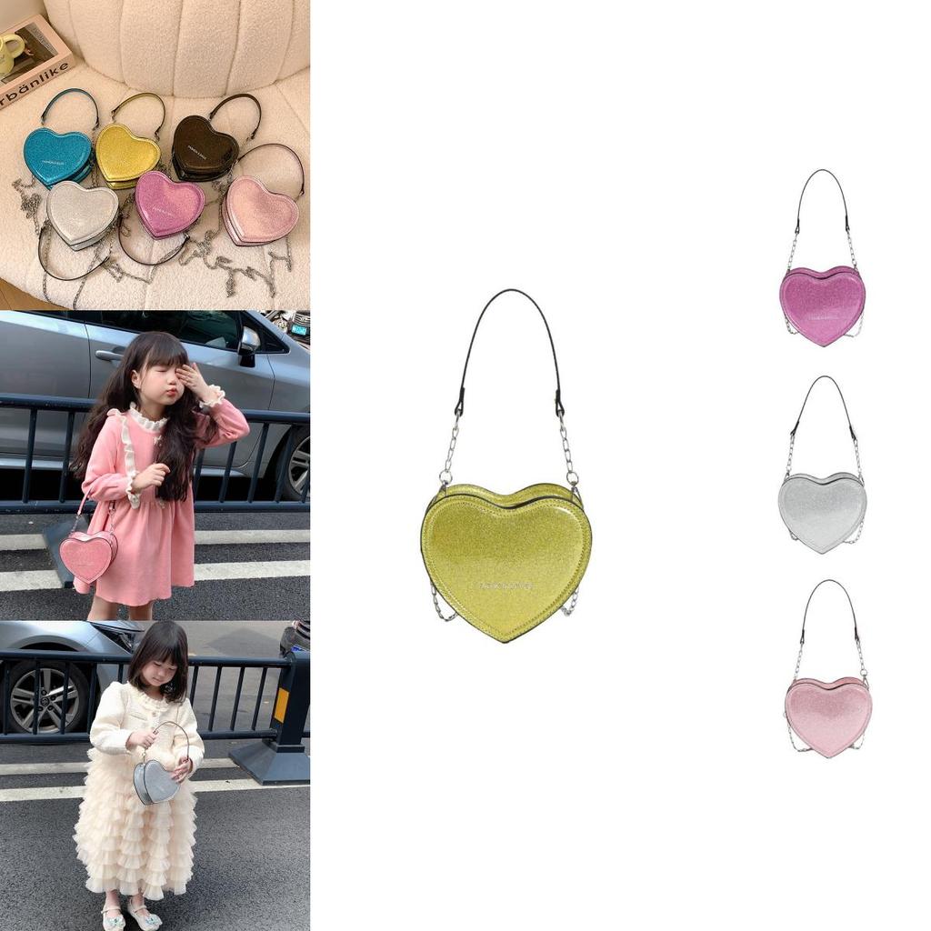 Charming Heart Shaped Childrens Handbag Cute Sequined Crossbody Bag For Kids
