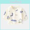 Pure Katoen Botloos Klittenband Pasgeboren Halfrug Pyjama Lenteherfst Stijl Baby Top