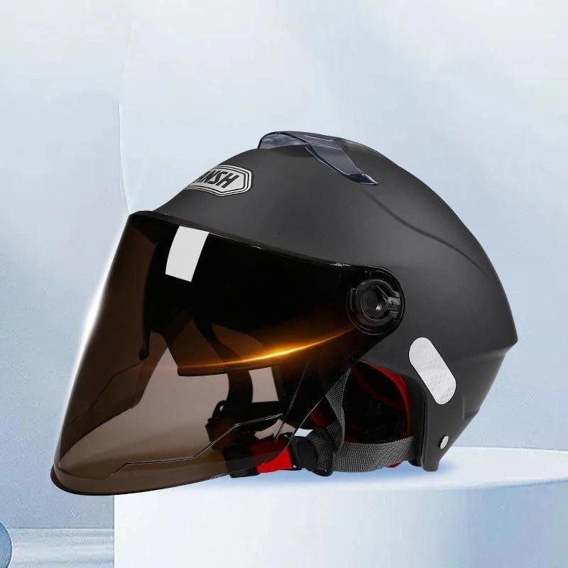 1Pcs Electric Bike Half Helmet Double Lens Electric Motorcycle Helmet Summer Sun Protection Safety Helmet For Women Men