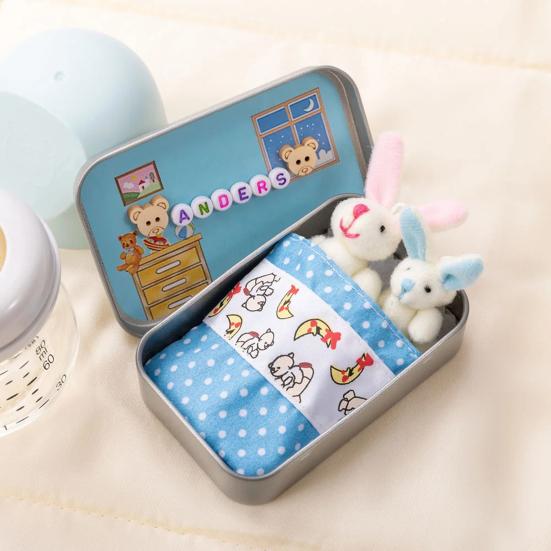 Little Pocket Bunny in Box Mini Plush Mom And Baby Bunny Living in A Tin Box Easter Basket Stuffer Gifts for Kids