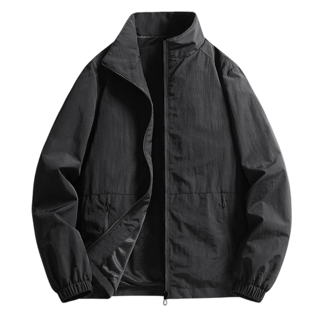 Men's Summer Light And Solid Color Outdoor Loose Large-sized Sun-protective Clothing, Waterproof Windbreaker Jacket