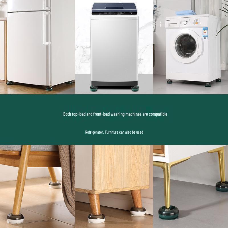 Mobile Base Stand with Wheels for Front Load Washers and Fridges - Adjustable Anti-Vibration Support Pads and Storage Rack