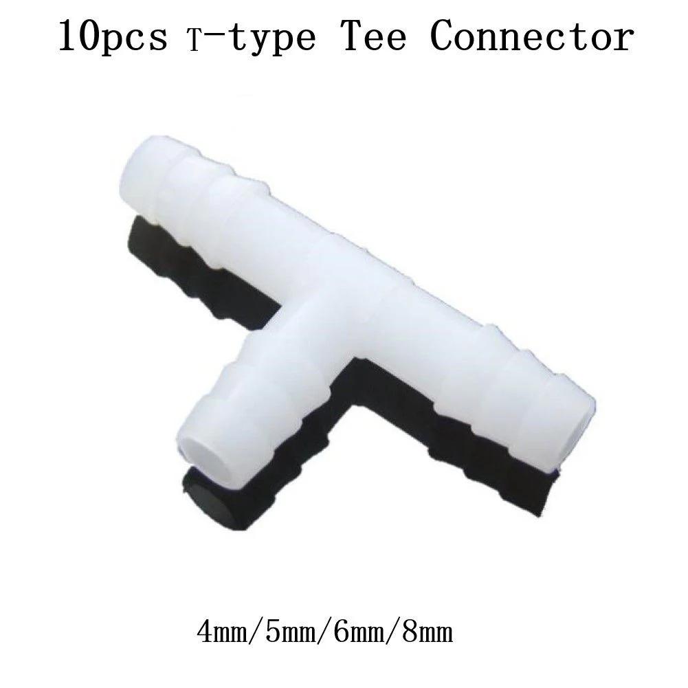 Premium PE Aquarium Adapter Air Pump Hose Connector 10PCS White T Connector Resistant to High Temperatures 4~8mm Diameter