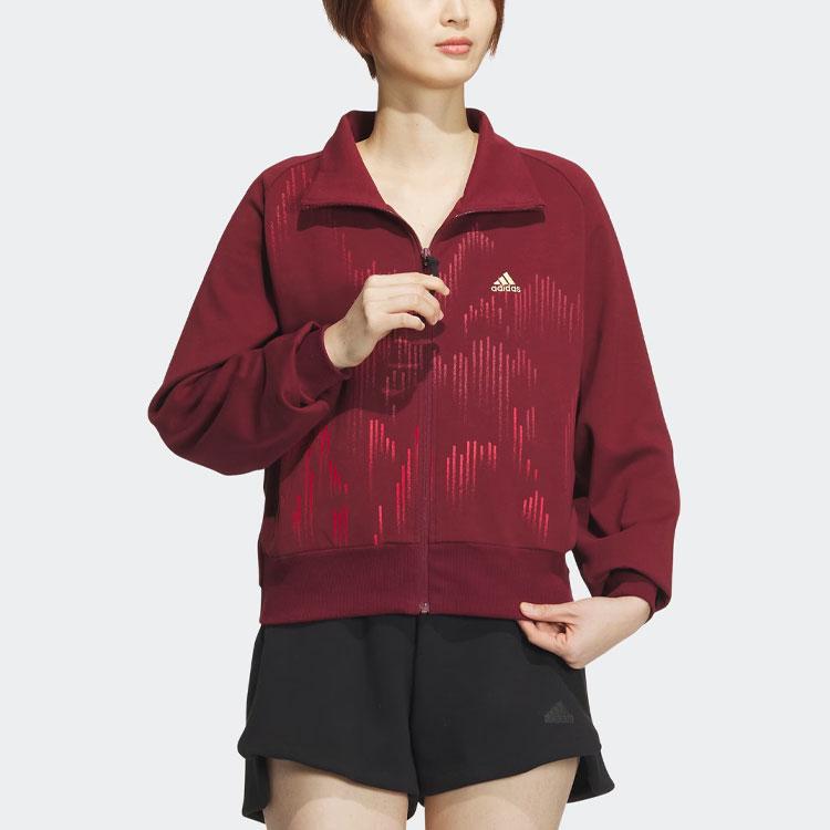 Adidas X Art Master Collaboration Jacket Li Keran Series Pattern Printed Sports Casual Jacket Women Jacket Dark-Red JF0790