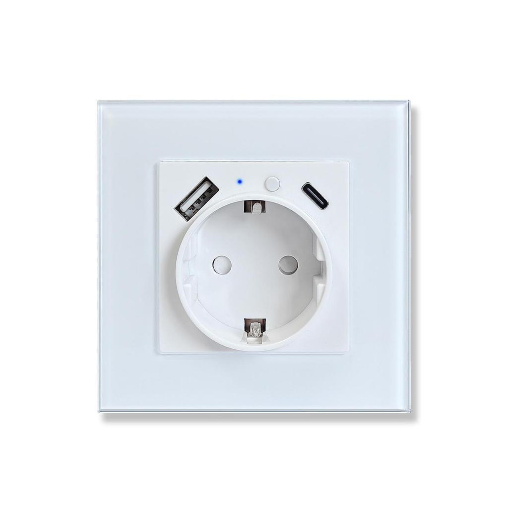 Model 153 Smart WiFi Wall Socket with Tempered Glass Panel - Alice Voice App Compatible