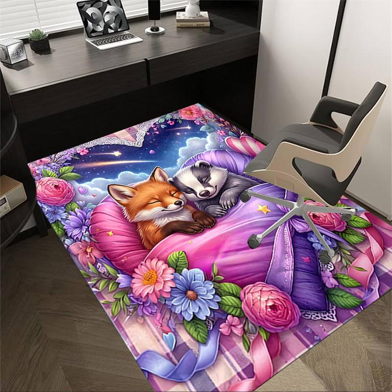 

1PC Fox and Badger Non-Slip Floor carpet, Office, family, bedroom, Studio - Large Area Rug,Decorative Mat, Longlasting Material-C0488 60cm by 90cm