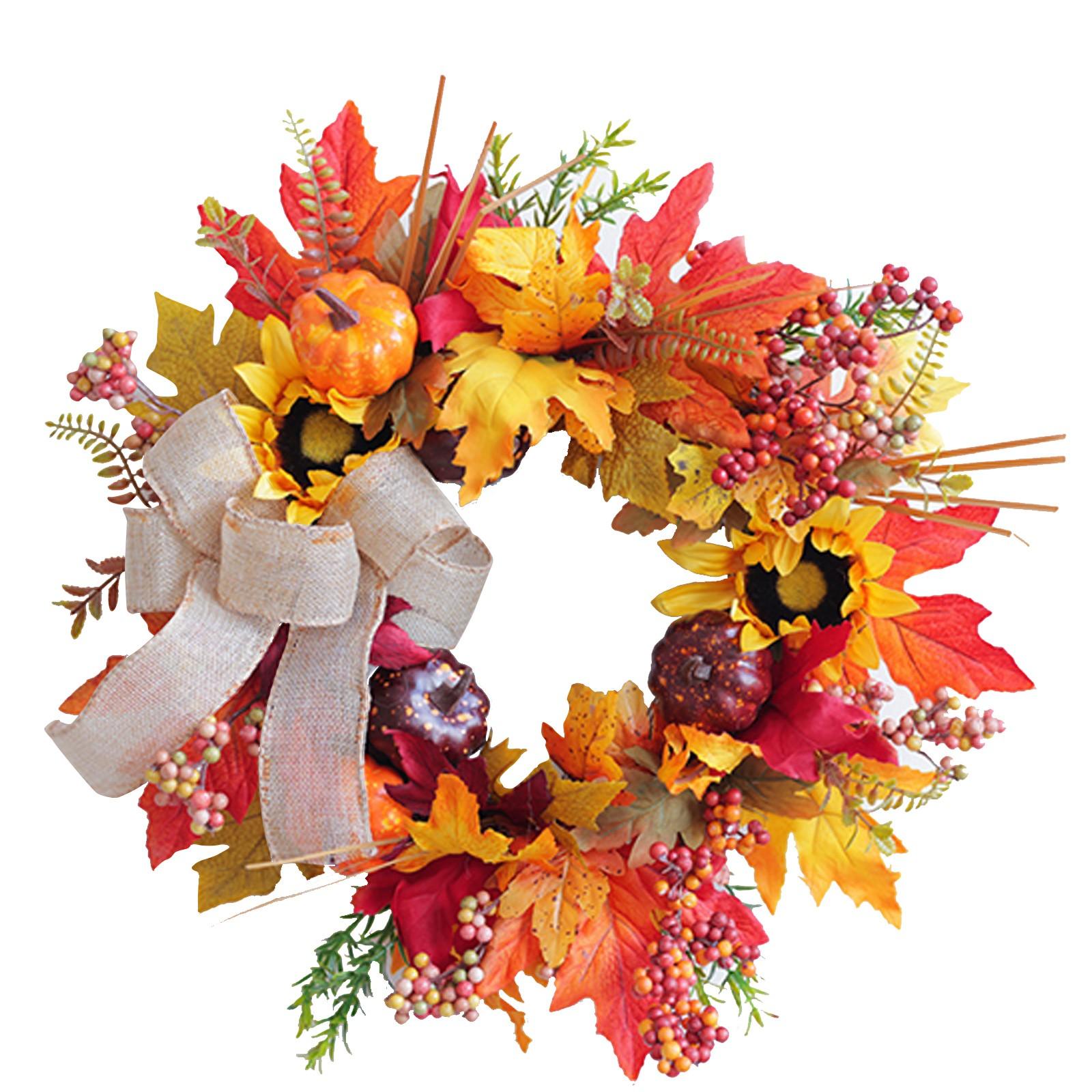 

Sunflower Artificial Wreath With Bow For Fall Thanksgiving Door And Home Décor One Size жёлтый