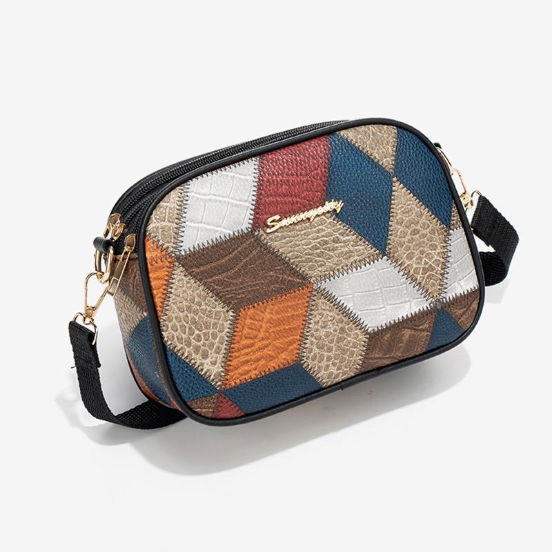 Fashionable Plaid Small Square Bag Women Small Crossbody Bag Trendy Print Daily Match PU Leather Shell Shoulder Bags