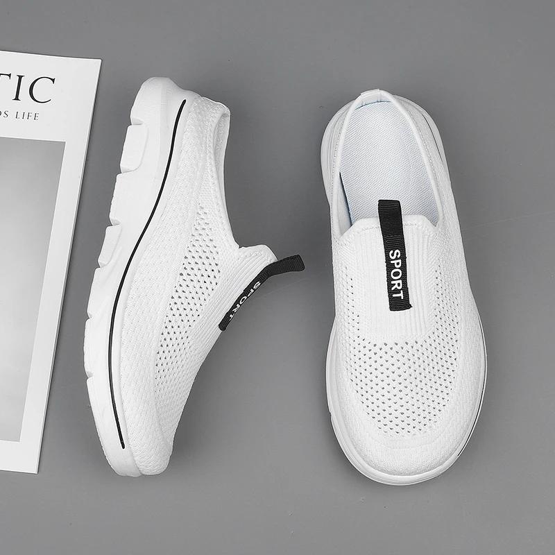 Fashion Big Size 48 Summer Men Women Half Shoes Slippers Slip On Casual Shoes Mesh Breathable Soft Comfortable Zapatillas Hombre Male