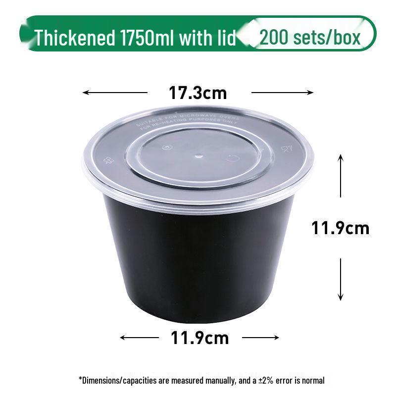 Black Round Disposable Food Containers: Thickened Soup and Fast Food Bowls