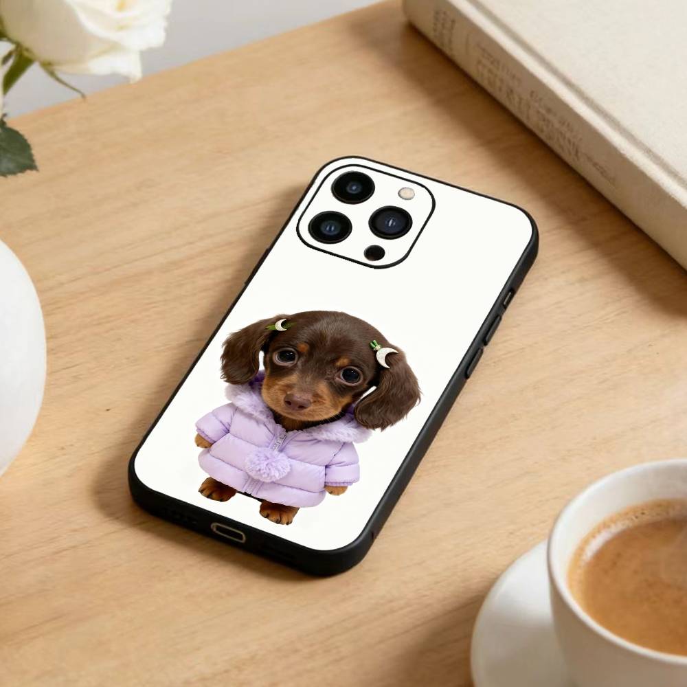 Goofy Dogs Big eyes Phone Case For iPhone 16,15,14,13,12,17,Pro Max,Plus Silicone Black Case