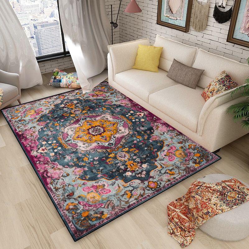 Persian Retro Carpet Living Room Bohemian Decoration Soft Large Area Rugs 160x230 Bedroom Petal Pattern Non-slip Washable Mats