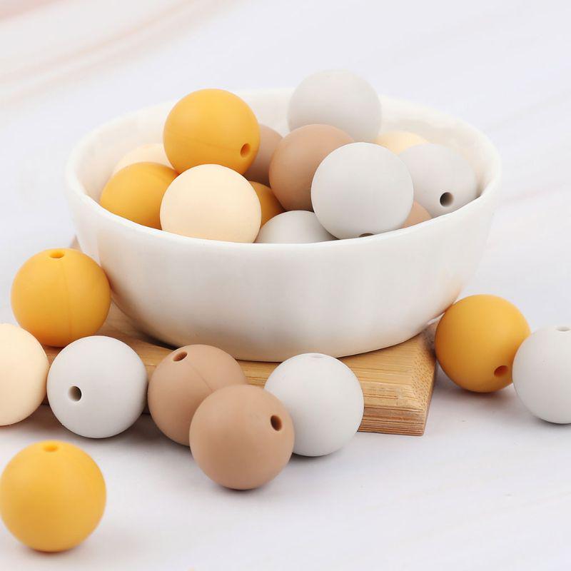 15mm 20pcs Silicone Beads Baby Teething Beads DIY Chewable Teether for Infant