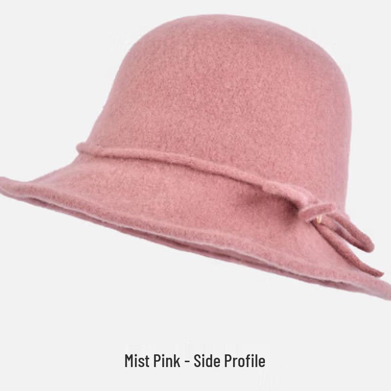 Cameng Women's Bowknot Wide-Brim Wool Felt Hat