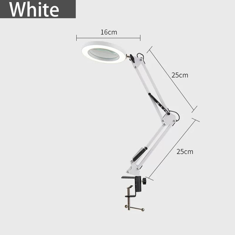 5X Illuminated Magnifier 3 Color Modes Adjustable LED Magnifying Lamp with Clamp for for Repair Craft Close Work Tool