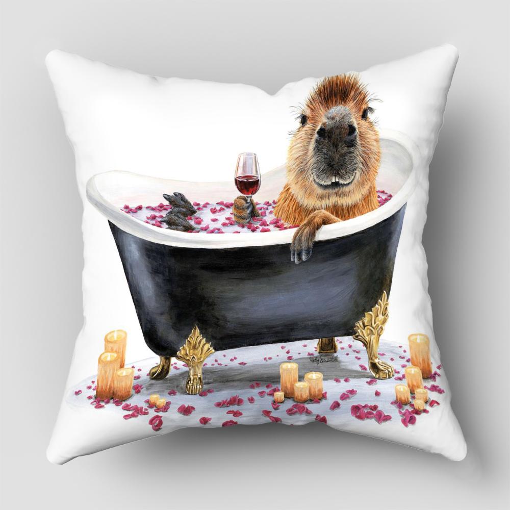 1Pc Capybara Animals Pillow Case For Home Decorative Pillows Cover Invisible Zippered Throw Pillowcases 8.23