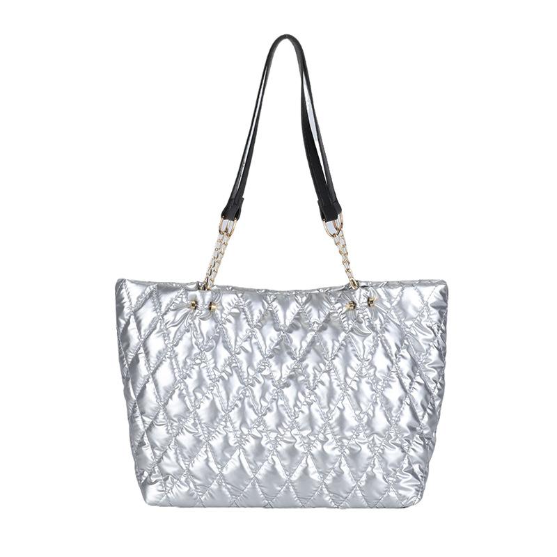 

Нова жіноча бавовняна сумка з діамантами 2024 року, модна тенденція, робоча сумка для приміських поїздок великої місткості, жіноча сумка срібний