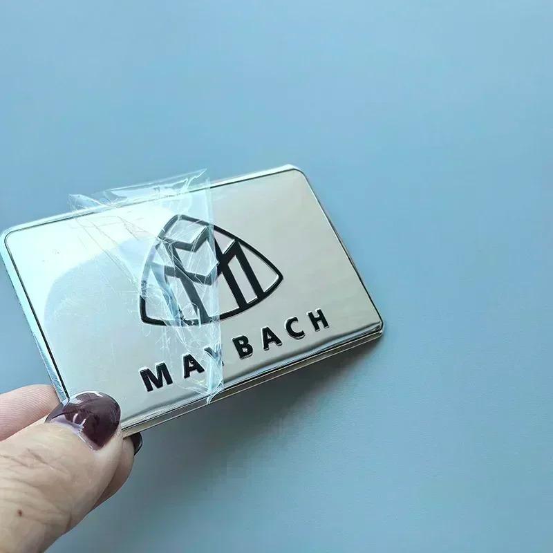 8x5cm Thin Aluminium Square Label Sticker Car Emblem for Mercedes Benz Maybach S450 S680 Engine Cover Badge Logo Black Silver NI6