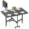 Dining Table Foldable Kitchen Table for 4-6 People with 6 Casters Mobile Folding Table for Small Spaces 120x80x73 Cm Black