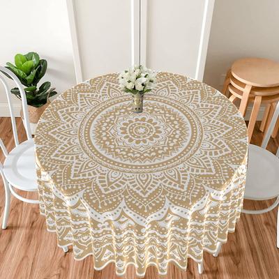 Tovaglia Rotonda Mandala da 63 Pollici Impermeabile Semplice Copritavolo da Pranzo per Terrazzo con Tessuto a Motivo Retrò Copritesta per Tenda