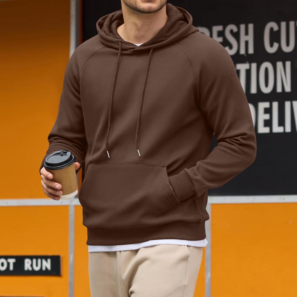 Men's Loose Fit Casual Hooded Sweatshirt Long Sleeve Pullover for Fall and Winter
