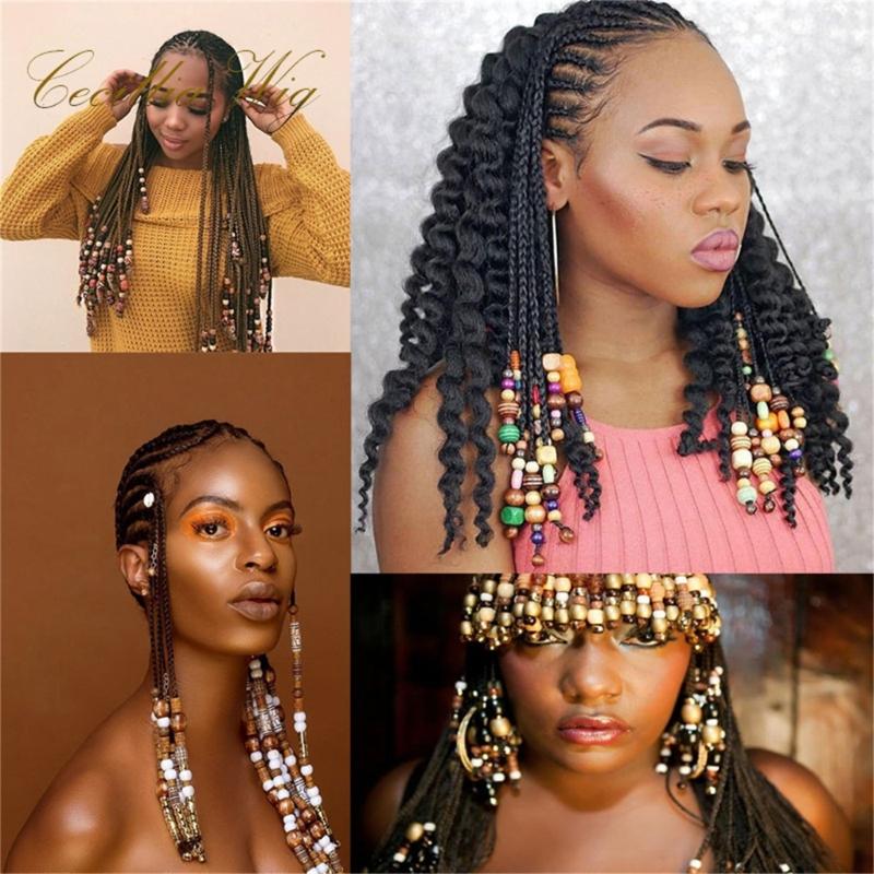 Wood Ethnic Large Hole Hair Beads Loose Hair Jewelry For Braid Dreadlock Bead Hair Clip Braid Braid Natural Bead