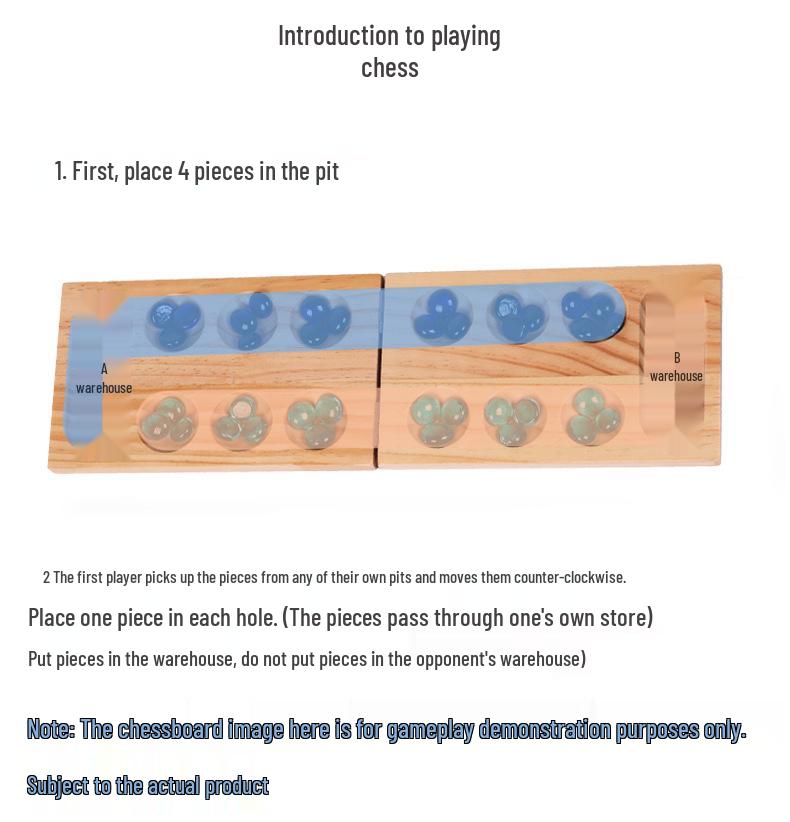 Pine Wood Gemstone Mancala Board: Educational Toy for Spatial Thinking