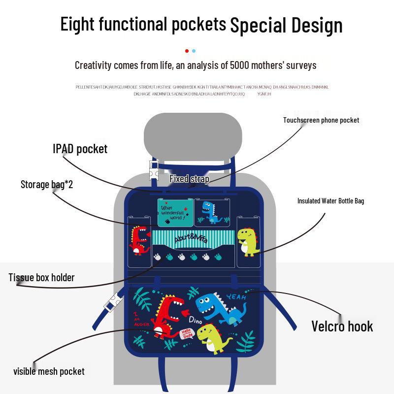 Children's Multifunctional Car Seat Organizer with Touch Screen Compartment
