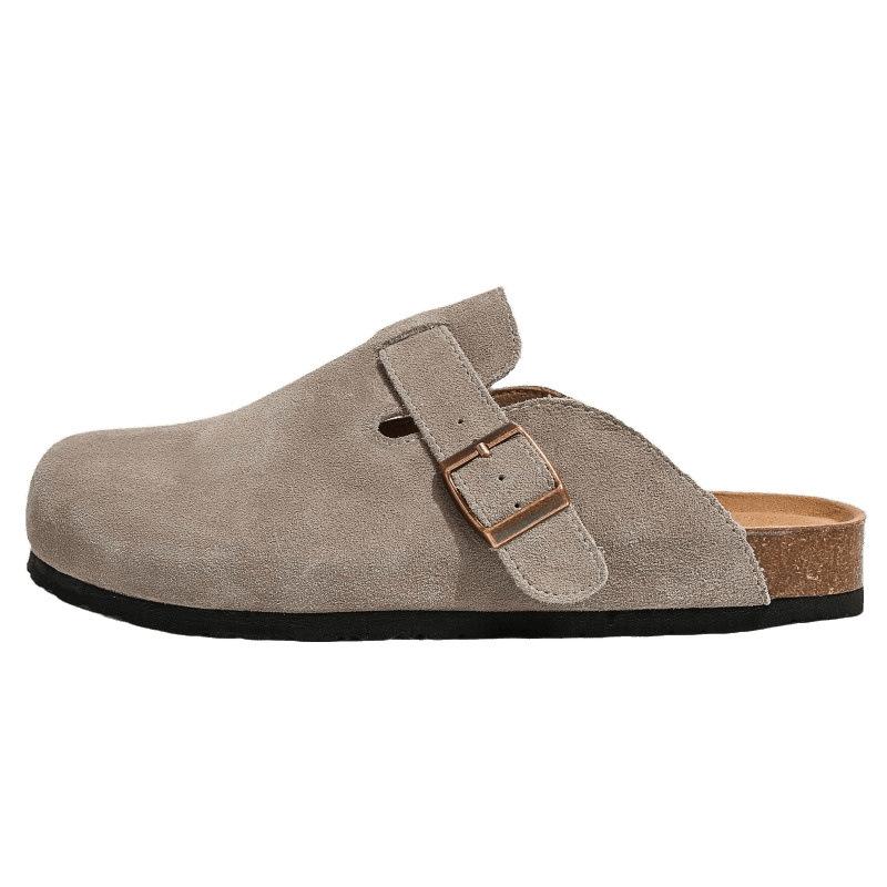 Leather lazy retro baotou women increase their height in summer and wear big head shoes outside