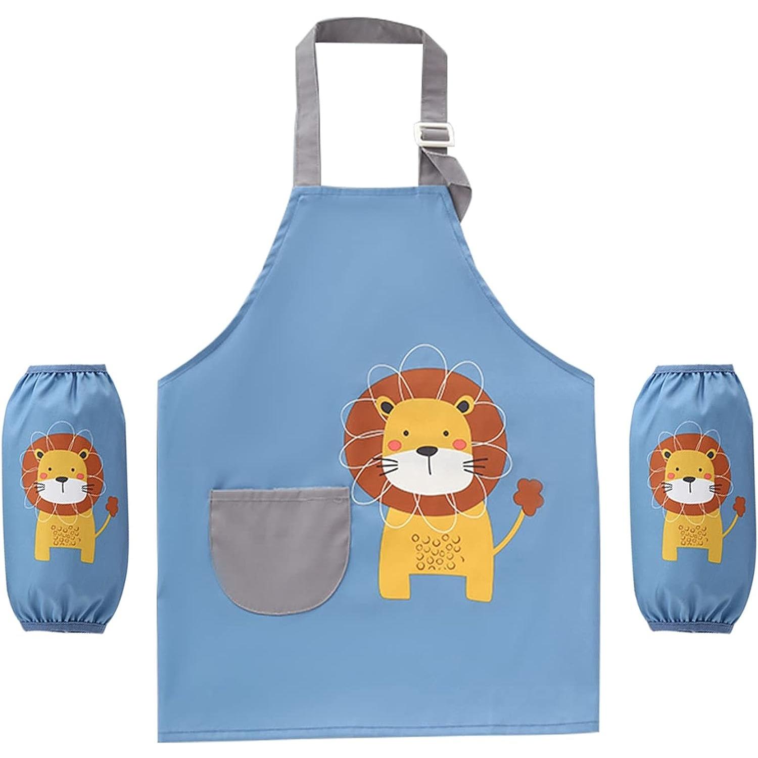 

Детские фартуки для девочек и мальчиков, водонепроницаемый кухонный фартук для детей с карманами, регулируемый ремень для детей, приготовление пищи, выпечка, рисование, садоводство 47*44*20cm,110cm