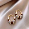 New Egyptian style pattern painting oil ear buckle women, hexagonal geometric earrings, temperament vacation style