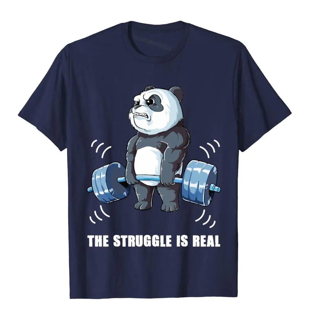 The Struggle Is Real Panda Funny Sweatshirt Beach Cotton Men Tops Tees Preppy Style Wholesale T Shirts Kawaii