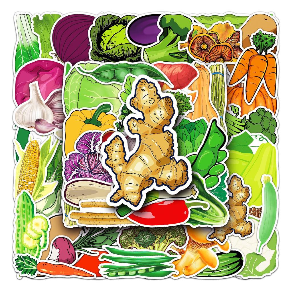 50 Vegetable Graffiti Stickers Cartoon Children's Cognitive Creative DIY Mobile Case Suitcase Stickers Waterproof