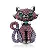 Fashion Trend Animal Brooch Vintage Cute Kitten Brooch Diamond Collar Pin