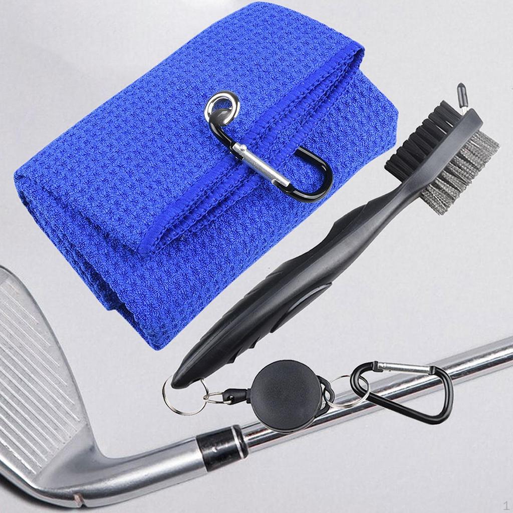 Double Sided Golf Club Brush Towel Golfer Gift Wiping Cloth Cleaning Tool Waffle