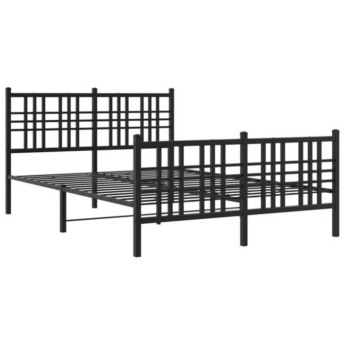 VidaXL Cadre de Lit Métal avec Tête de Lit/Pied de Lit, Sommier à Lattes, Lit Adulte, Lit Double de Chambre à Coucher 376339