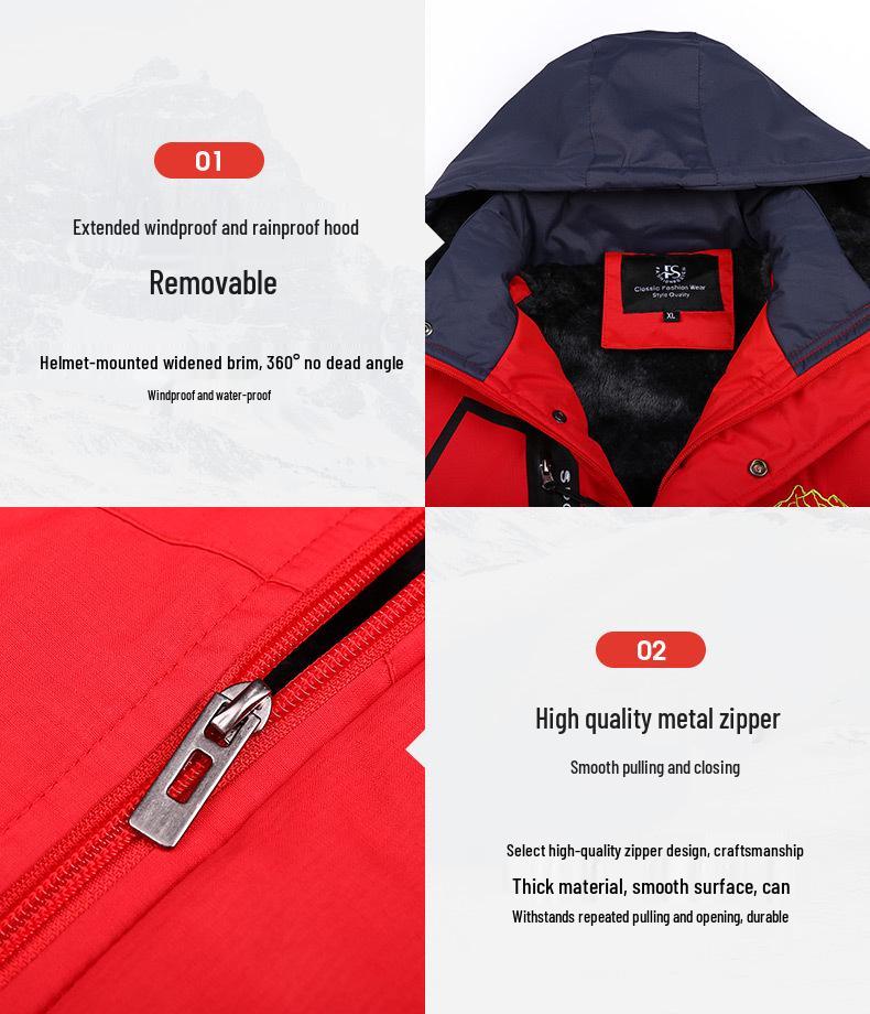Men's Winter Fleece-Lined Windbreaker: Outdoor Windproof Warm Cotton Jacket, Plus Size for Mountaineering and Fishing.