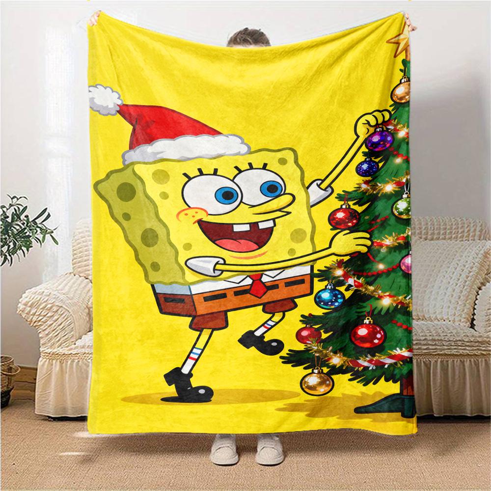 Christmas Spongebob Celebration Blanket Soft Throw Blanket For Home Bedroom Bed Sofa Travel Office Solid Christmas Blanket