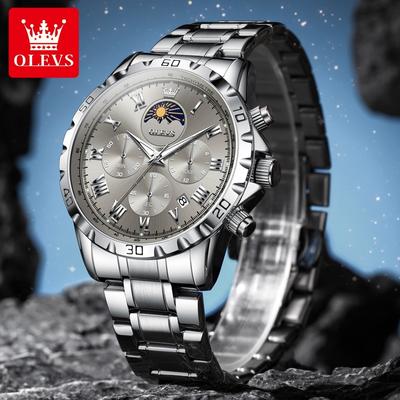Quartz hodinky pro muže Klasické luxusní pánské náramkové hodinky Moon Phase 24 hodinový chronografický kalendář pro muže