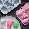 Easter Silicone Baking Mold 4 Egg 3 Bunny Shaped Flexible Non-Stick Cake Mold Chocolate Jelly Ice Cream Dessert Mold