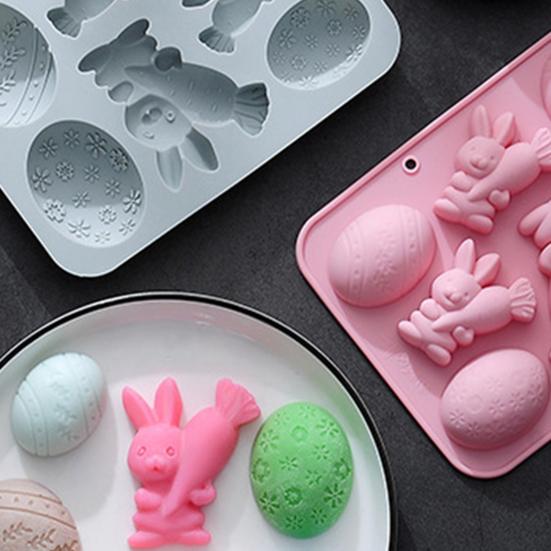 Easter Silicone Baking Mold 4 Egg 3 Bunny Shaped Flexible Non-Stick Cake Mold Chocolate Jelly Ice Cream Dessert Mold