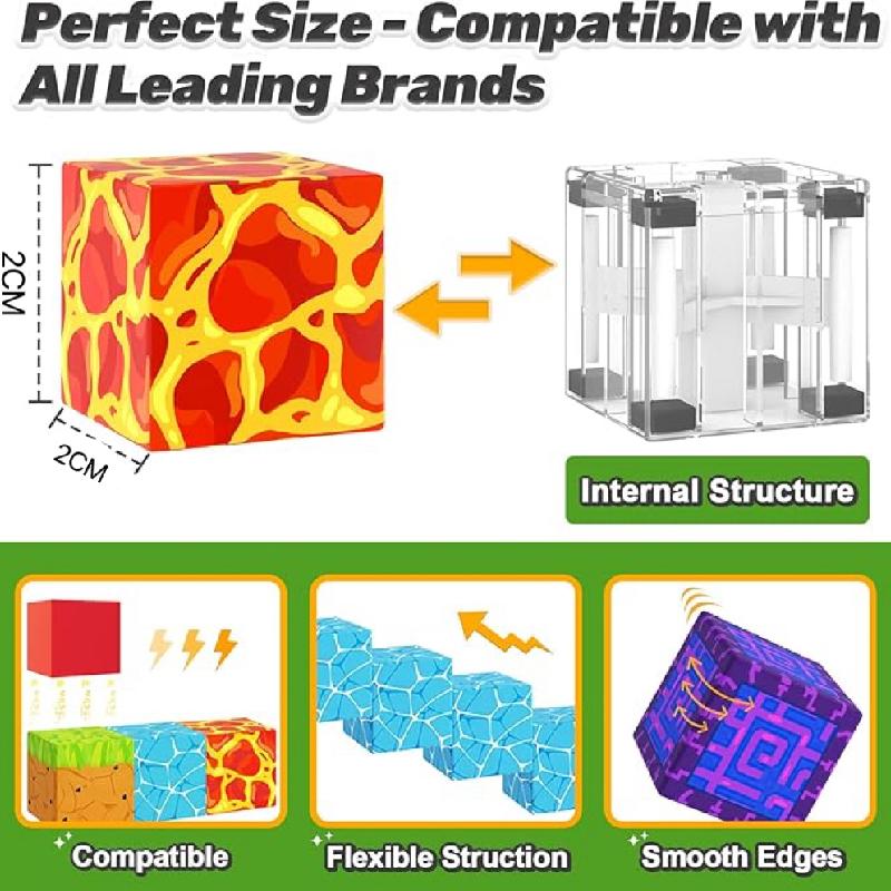 Non-Toxic Nether Portal Magnetic Blocks Toy Build Magnet World Set For Children Stem Montessori Sensory Cubes For Toddlers Gift