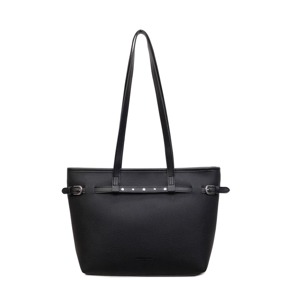 PU Leather Solid Color Large Capacity Tote Bag Casual Style Shoulder Bag Simple Design Hand Carry Purse for Women Use Bags