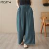 MOJTA Cotton Women's Spring Summer Korean Version Mopping Casual Trousers Straight Drawstring Wide Leg Pants