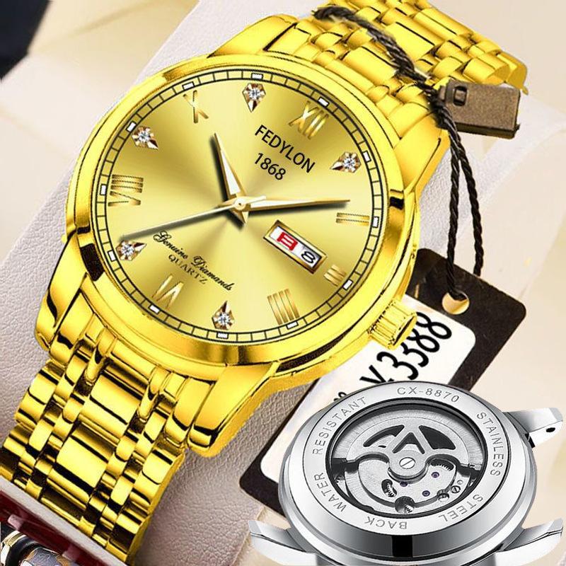 Fatilon Automatic Non-Mechanical Watch Tourbillon Luminous Waterproof Watch Men'S Pouch Drill Dial High-End Watch