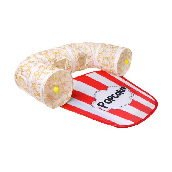 Cat Tunnel Toy Cat Tunnel Tube with Plush Ball Sleeping Mat Collapsible