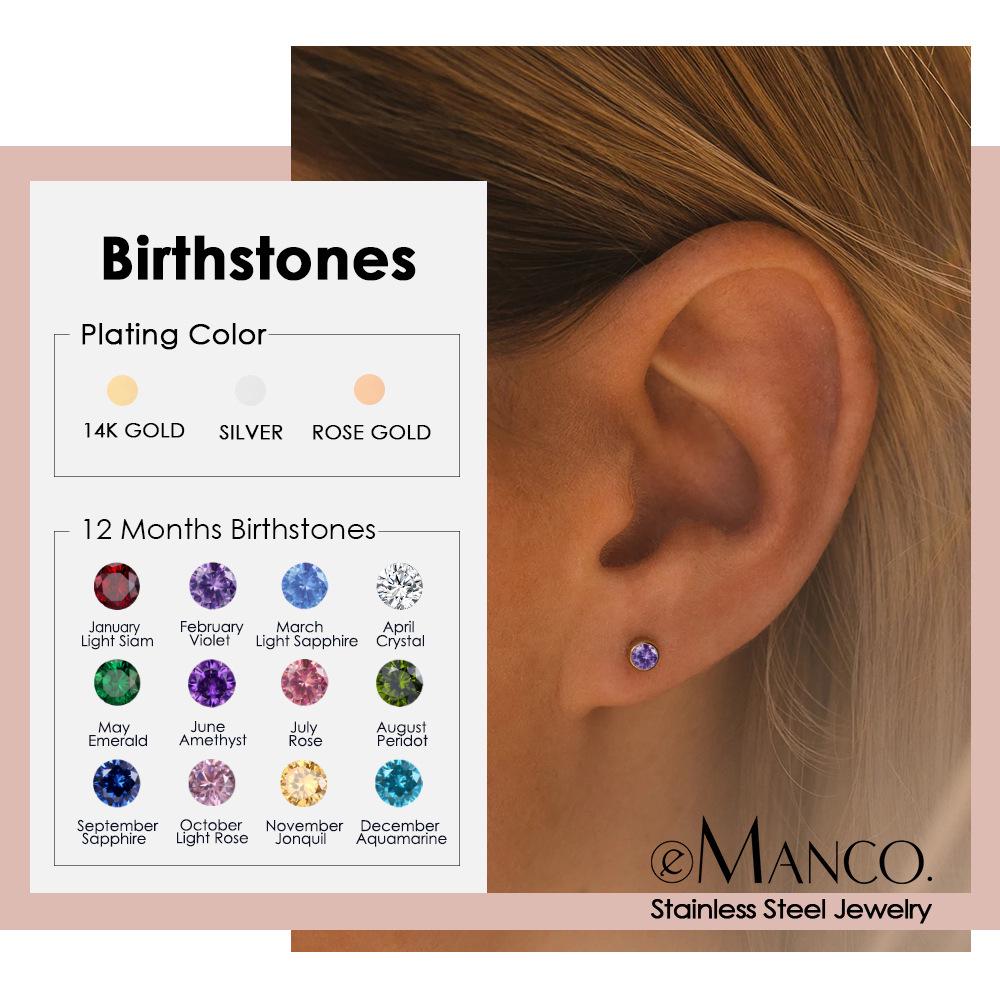eManco Colorful Rhinestone Diamond-Studded Earrings, Stainless Steel Gold-Plated Ear Cuff.