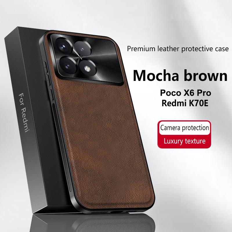 For Redmi K70E Poco X6 Pro Case Magnetic Elegant Leather Wear-Resistant Lens Fully Covered Non-Slip Grip Edge Cover Shell